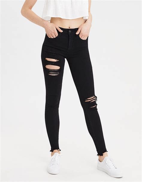 american eagle high waisted black jeans